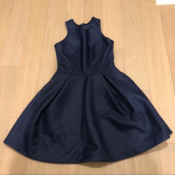 Maje Grease fit and flare midnight blue mini dress - Picture 4 of 6